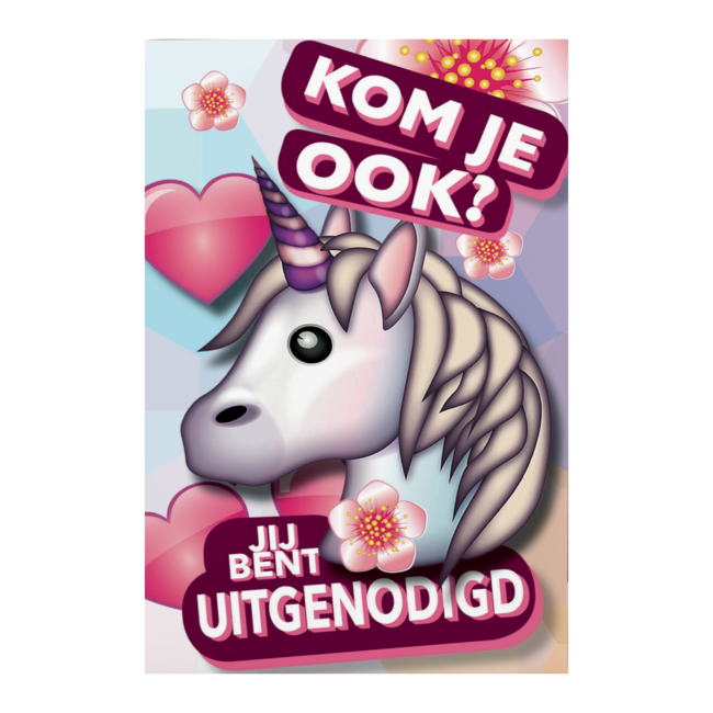 Interstat Uitnodigingskaarten - Eenhoorn emoji - 6st.