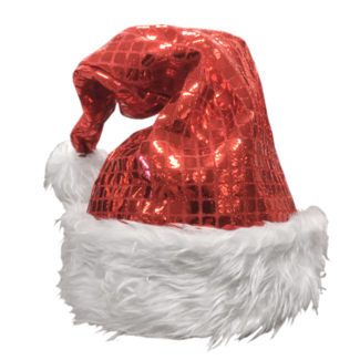 Haza-Witbaard Muts - Kerstmuts - Shiny - Rood