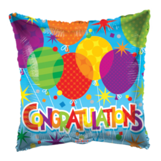 Folieballon - Vierkant - Congratulations - 45cm - Zonder vulling