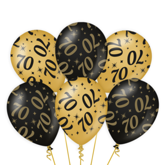 Paper Dreams Ballonnen - 70 jaar - Goud, zwart - 30cm - 6st.