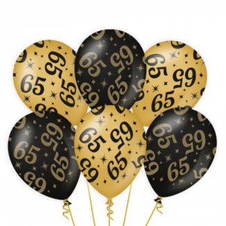 Paper Dreams Ballonnen - 65 jaar - Goud, zwart - 30cm - 6st.