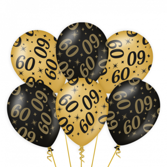Paperdreams Ballonnen - 60 jaar - Goud, zwart - 30cm - 6st.