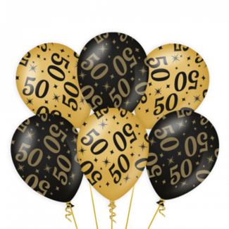 Paper Dreams Ballonnen - 50 jaar - Goud, zwart - 30cm - 6st.