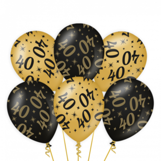 Paper Dreams Ballonnen - 40 jaar - Goud, zwart - 30cm - 6st.