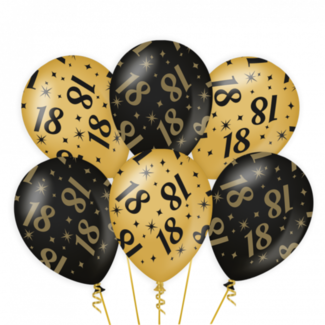 Paper Dreams Ballonnen - 18 jaar - Goud, zwart - 30cm - 6st.
