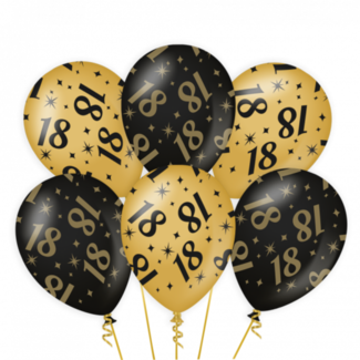 Paperdreams Ballonnen - 18 jaar - Goud, zwart - 30cm - 6st.