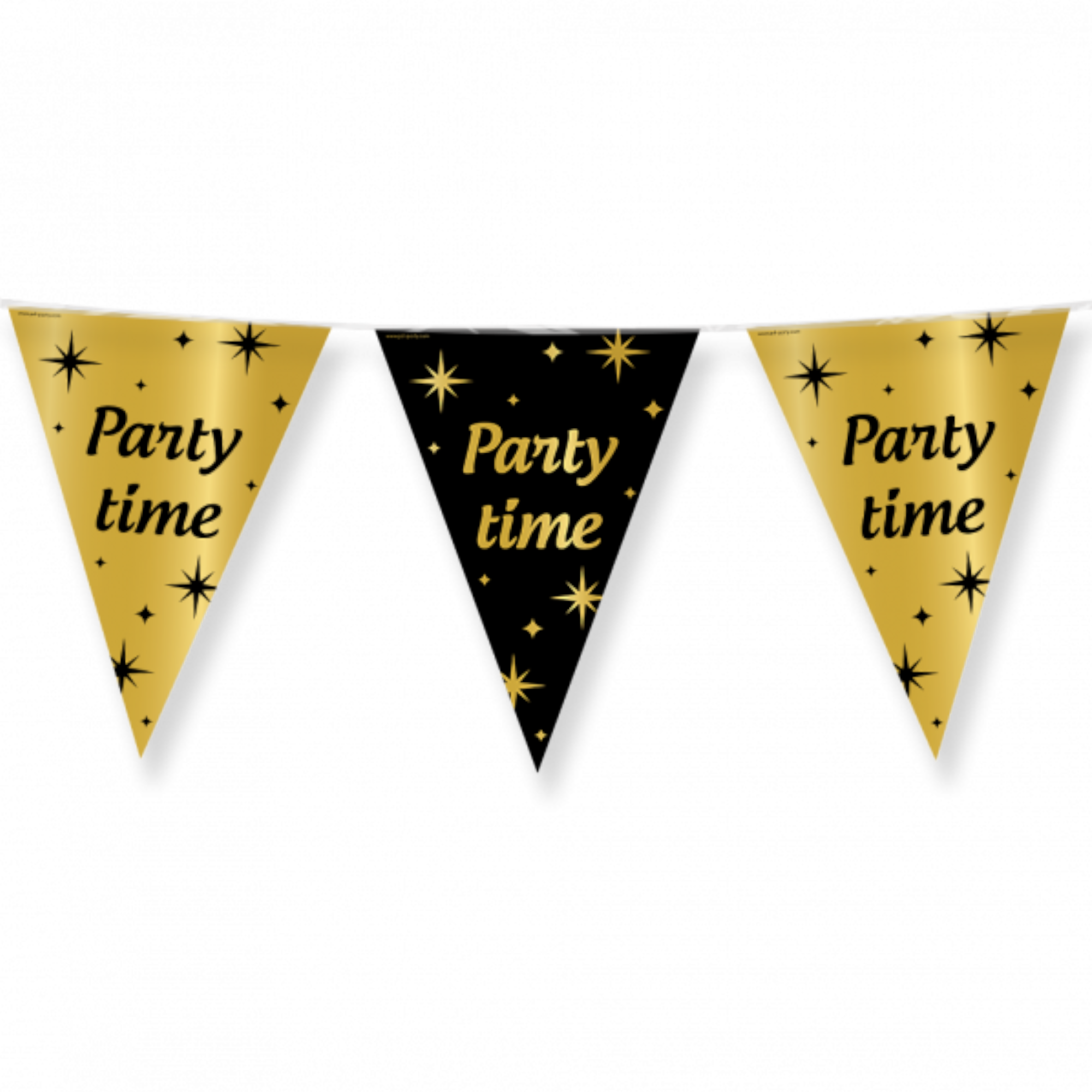 Vlaggenlijn - Party time - Goud, zwart - 10m