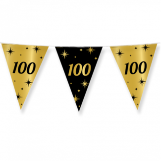 Paper Dreams Vlaggenlijn - 100 jaar - Goud, zwart - 10m