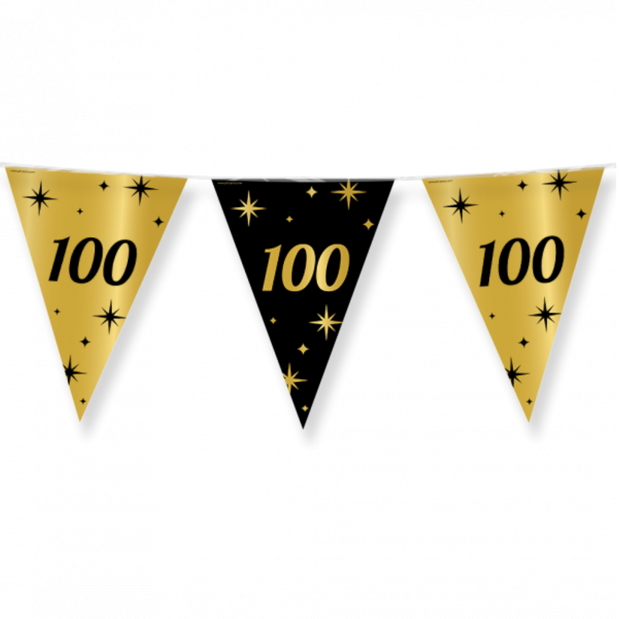 Vlaggenlijn - 100 jaar - Goud, zwart - 10m