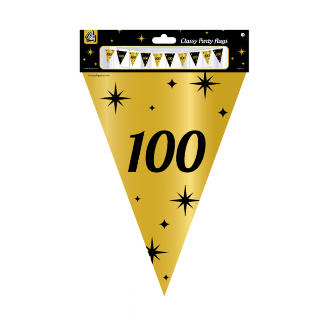 Paper Dreams Vlaggenlijn - 100 jaar - Goud, zwart - 10m