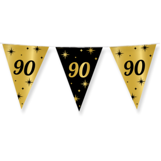 Paper Dreams Vlaggenlijn - 90 jaar - Goud, zwart - 10m