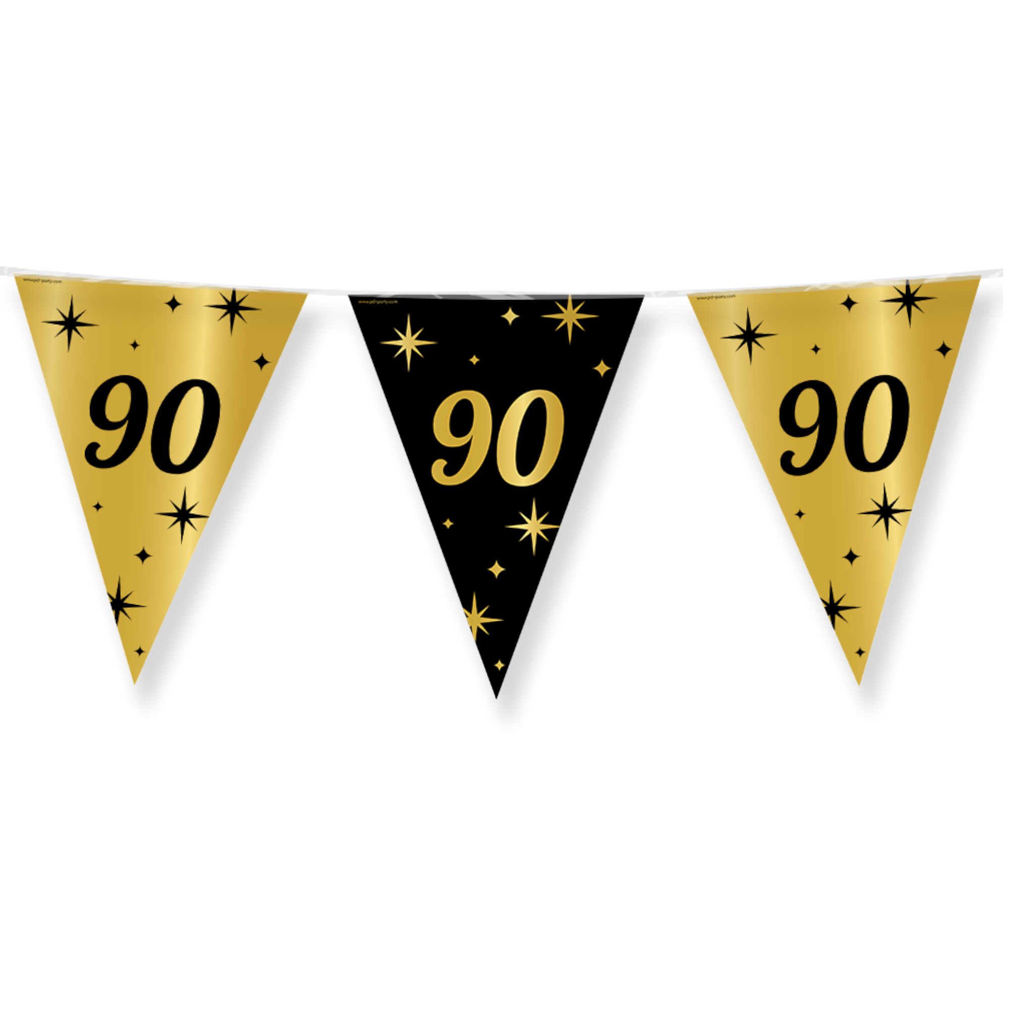 Vlaggenlijn - 90 jaar - Goud, zwart - 10m