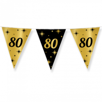 Paperdreams Vlaggenlijn - 80 jaar - Goud, zwart - 10m