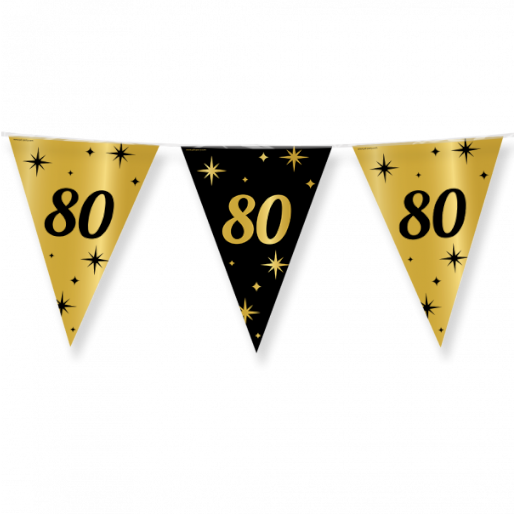 Vlaggenlijn - 80 jaar - Goud, zwart - 10m