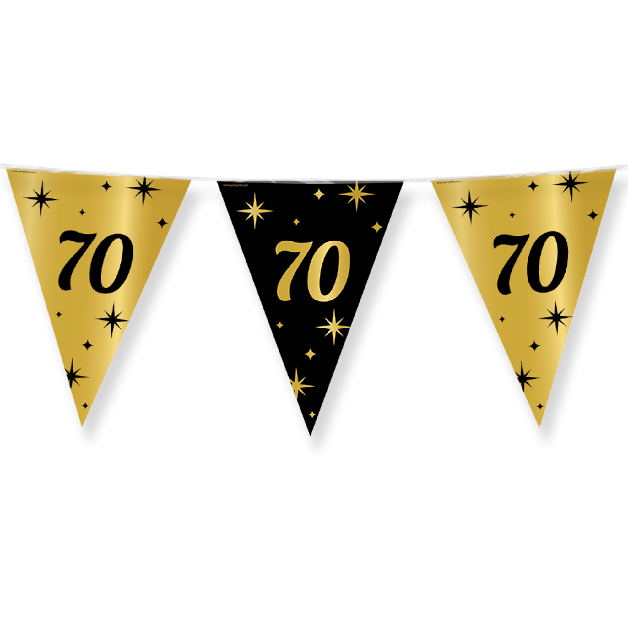 Vlaggenlijn - 70 jaar - Goud, zwart - 10m