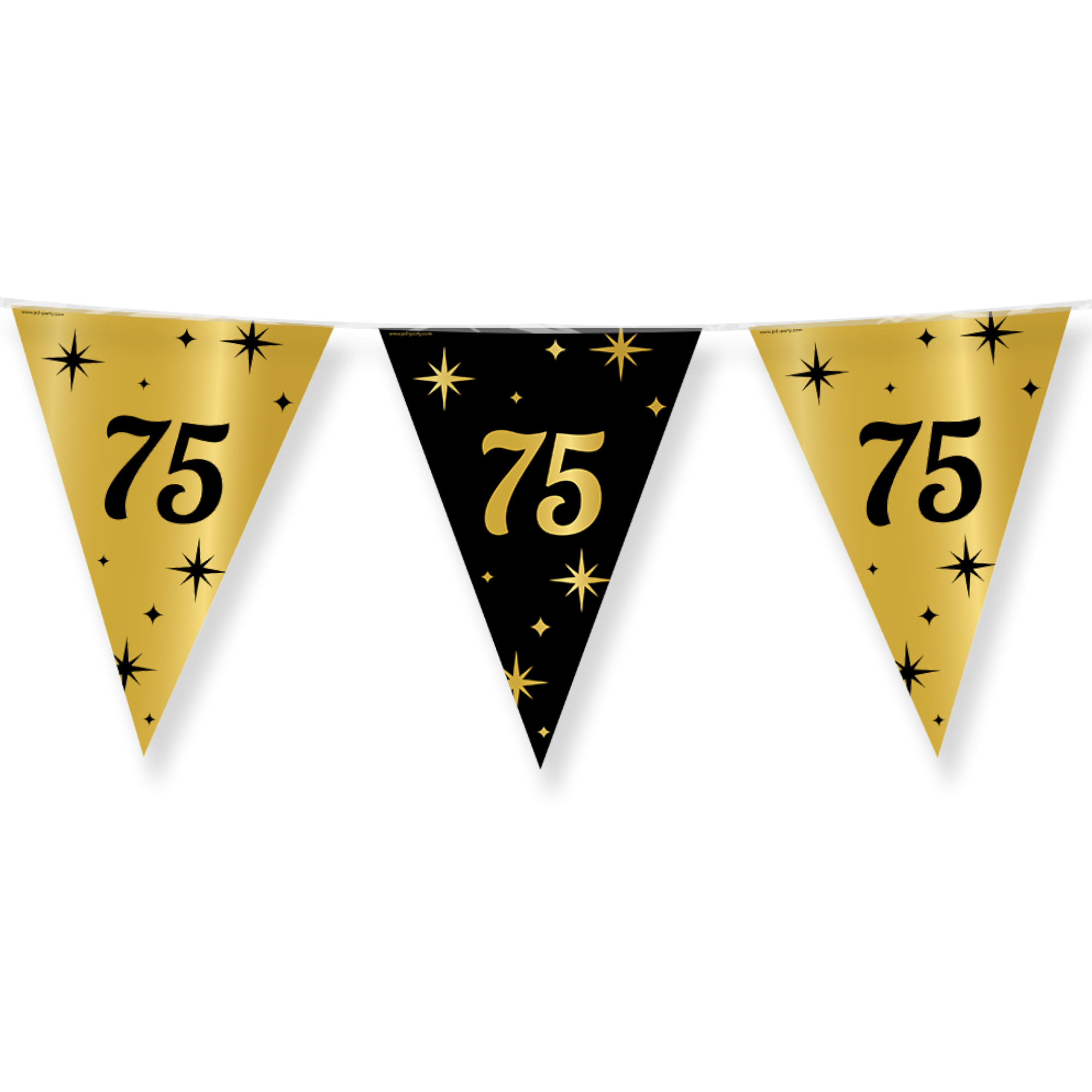 Vlaggenlijn - 75 jaar - Goud, zwart - 10m