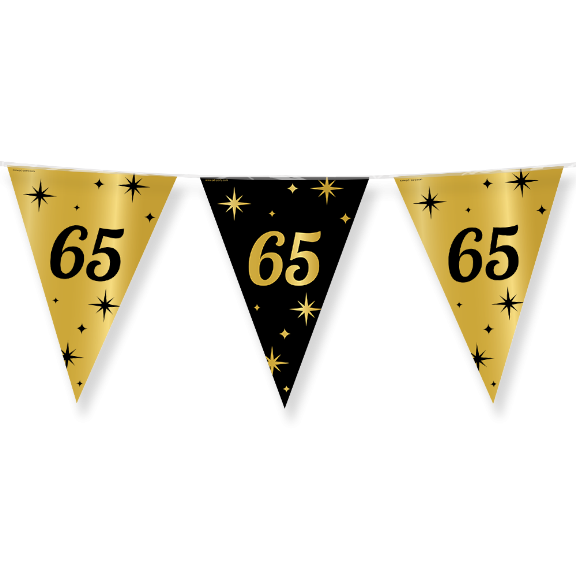 Vlaggenlijn - 65 jaar - Goud, zwart - 10m