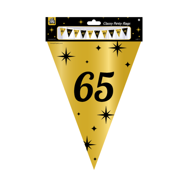 Paper Dreams Vlaggenlijn - 65 jaar - Goud, zwart - 10m
