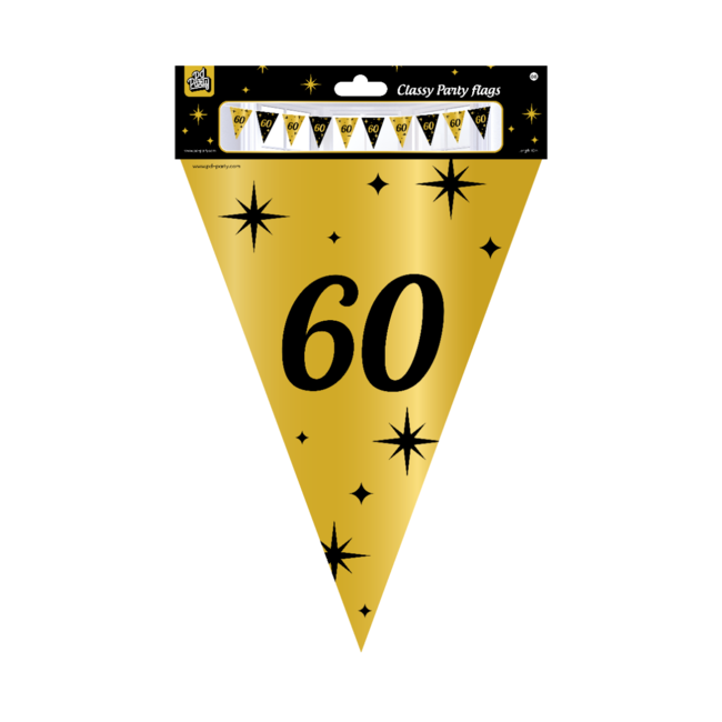 Paperdreams Vlaggenlijn - 60 jaar - Goud, zwart - 10m