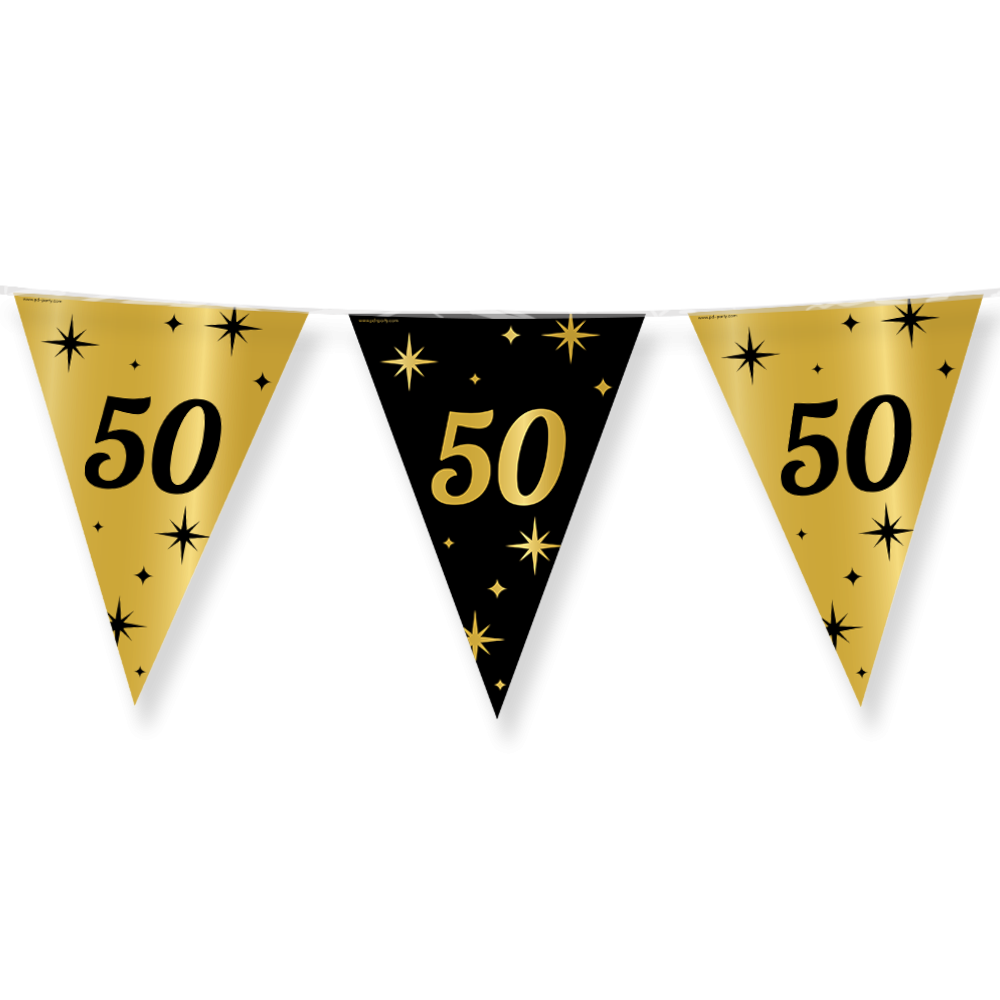 Vlaggenlijn - 50 jaar - Goud, zwart - 10m
