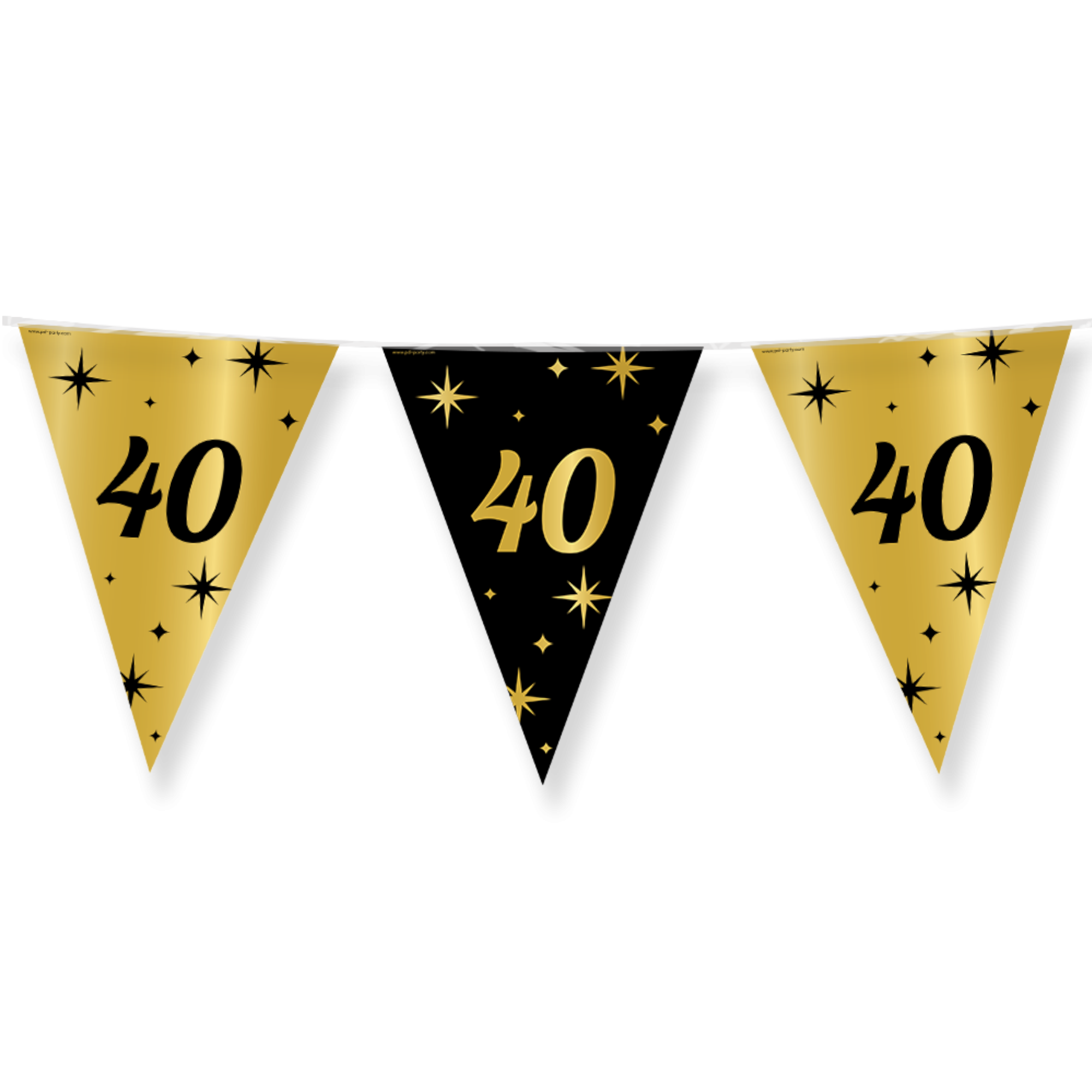 Vlaggenlijn - 40 jaar - Goud, zwart - 10m