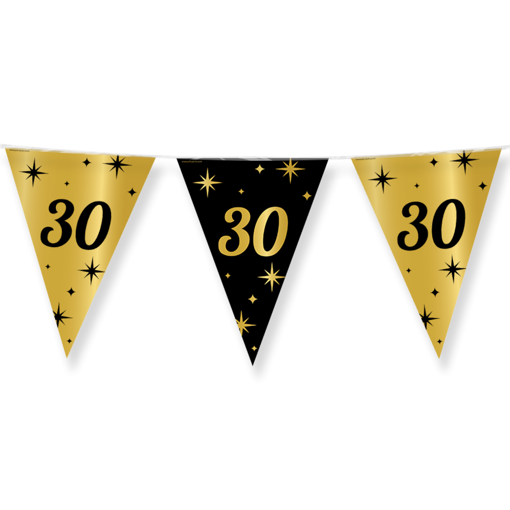 Vlaggenlijn - 30 jaar - Goud, zwart - 10m