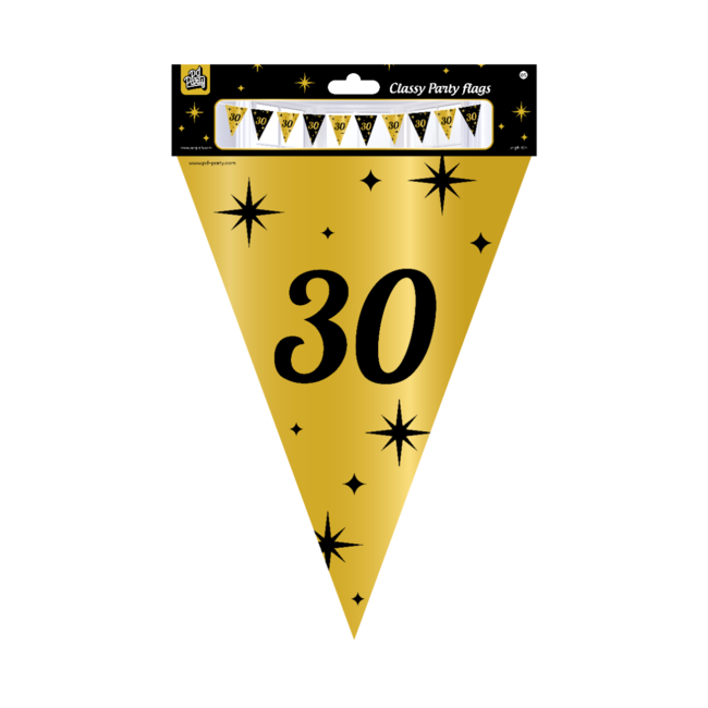 Paperdreams Vlaggenlijn - 30 jaar - Goud, zwart - 10m