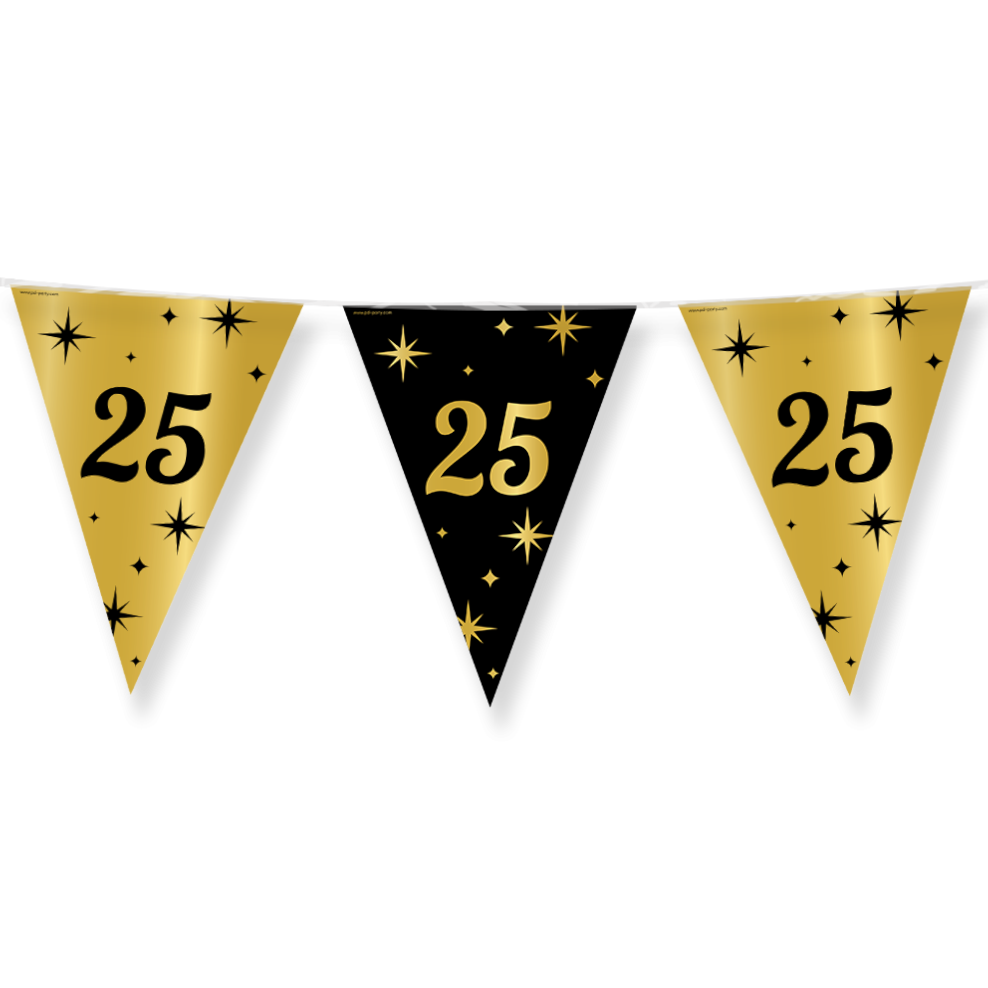 Vlaggenlijn - 25 jaar - Goud, zwart - 10m