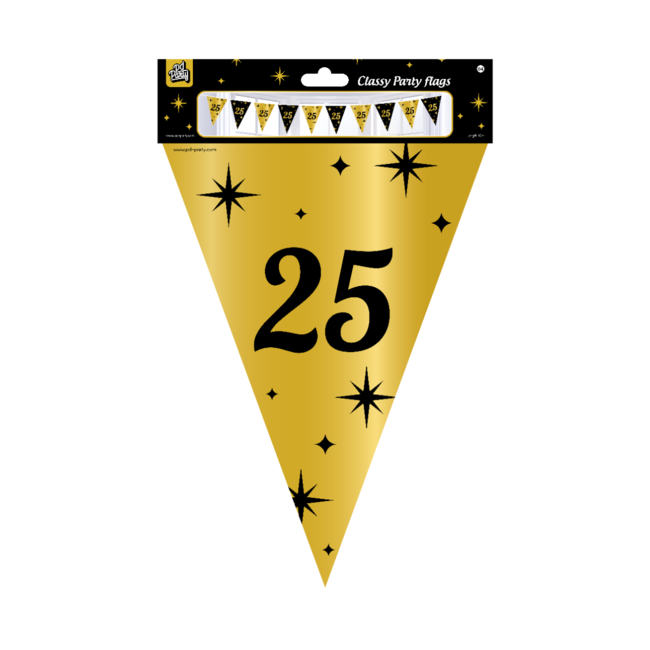 Paperdreams Vlaggenlijn - 25 jaar - Goud, zwart - 10m