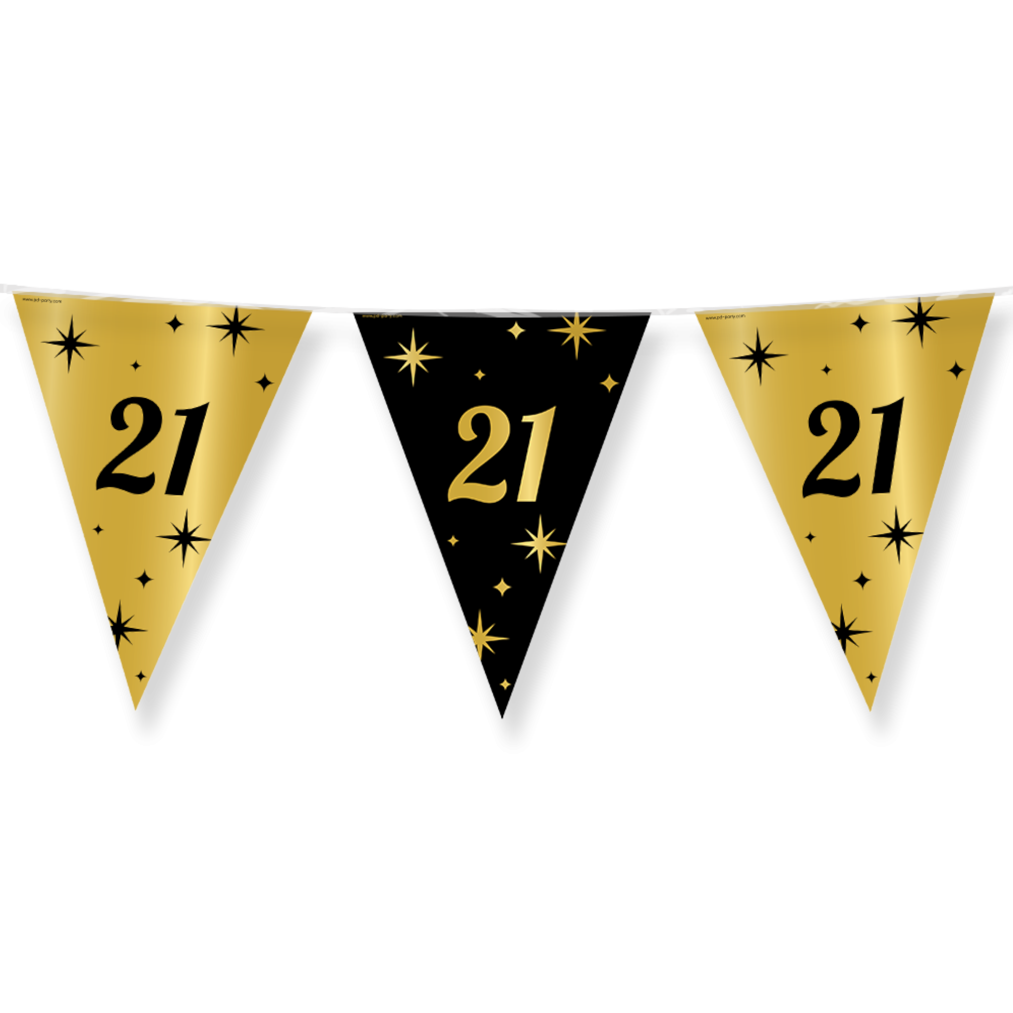 Vlaggenlijn - 21 jaar - Goud, zwart - 10m