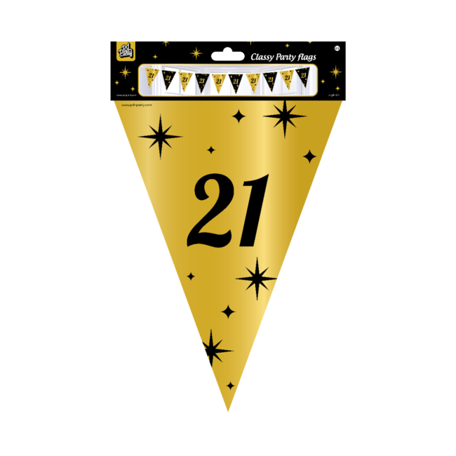 Paperdreams Vlaggenlijn - 21 jaar - Goud, zwart - 10m