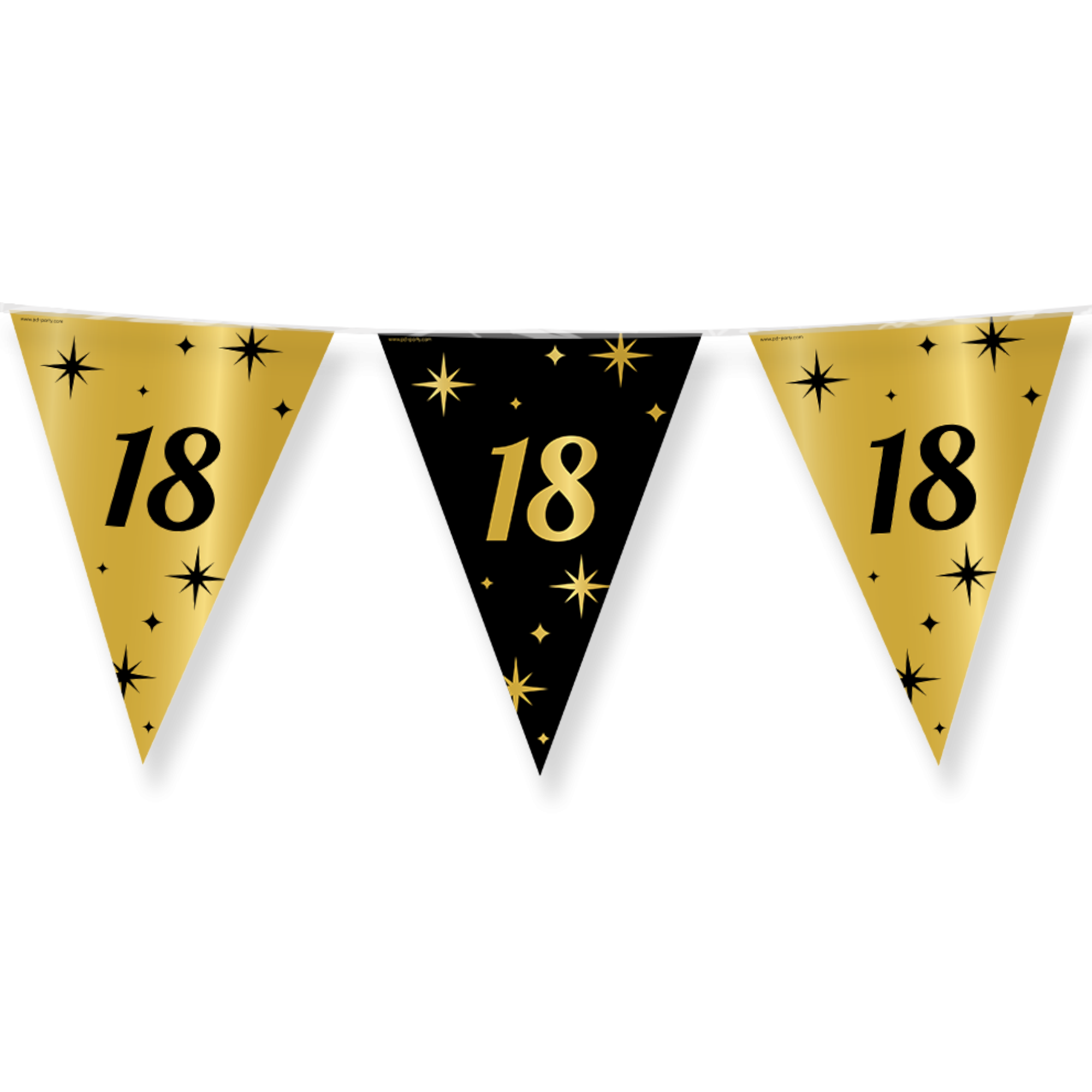 Vlaggenlijn - 18 jaar - Goud, zwart - 10m