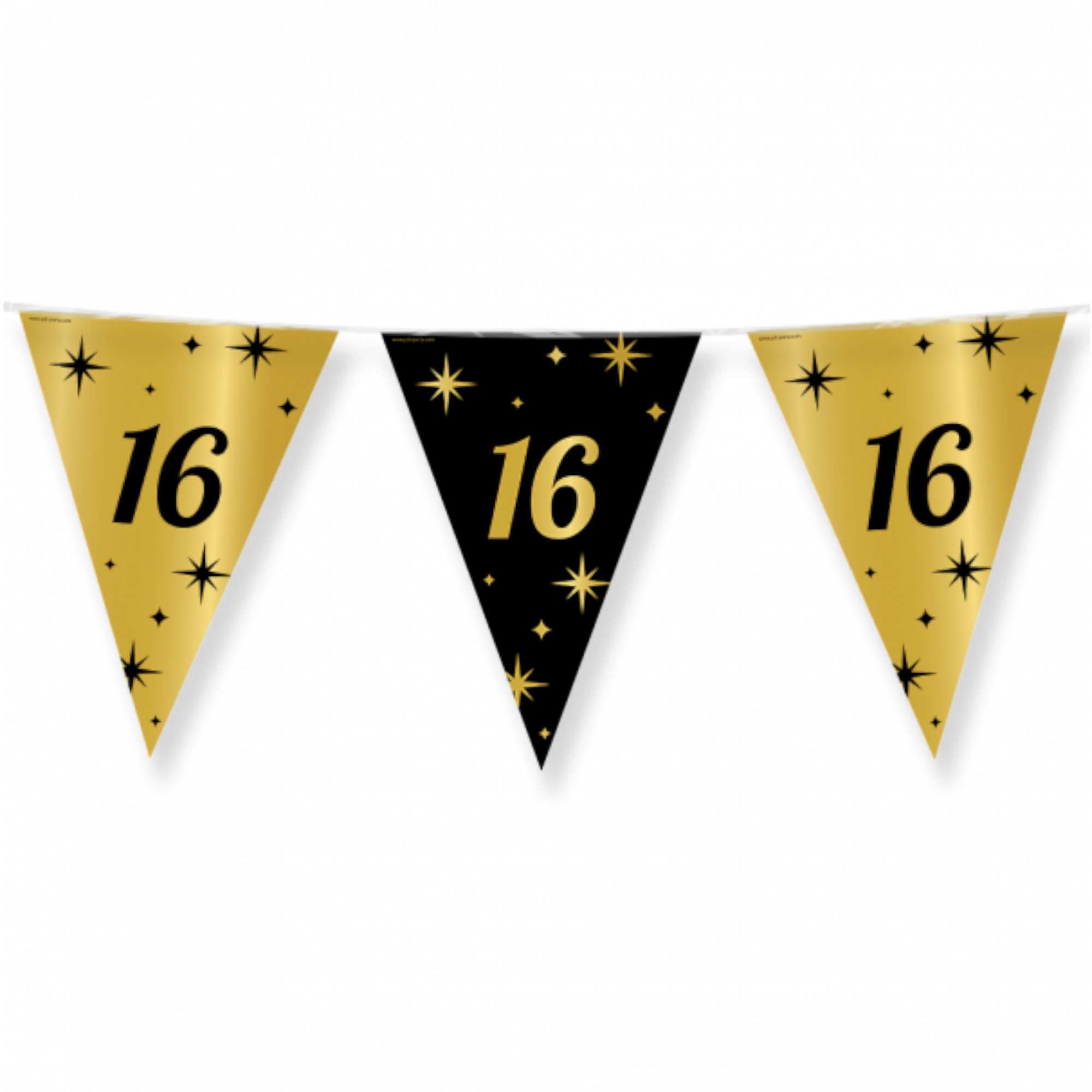 Vlaggenlijn - 16 jaar - Goud, zwart - 10m