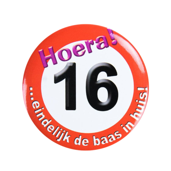 Paperdreams Button - 16 jaar - Verkeersbord - Klein