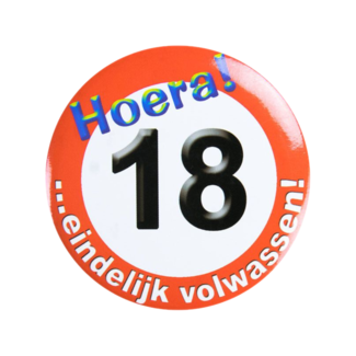 Paperdreams Button - 18 jaar - Verkeersbord - Klein