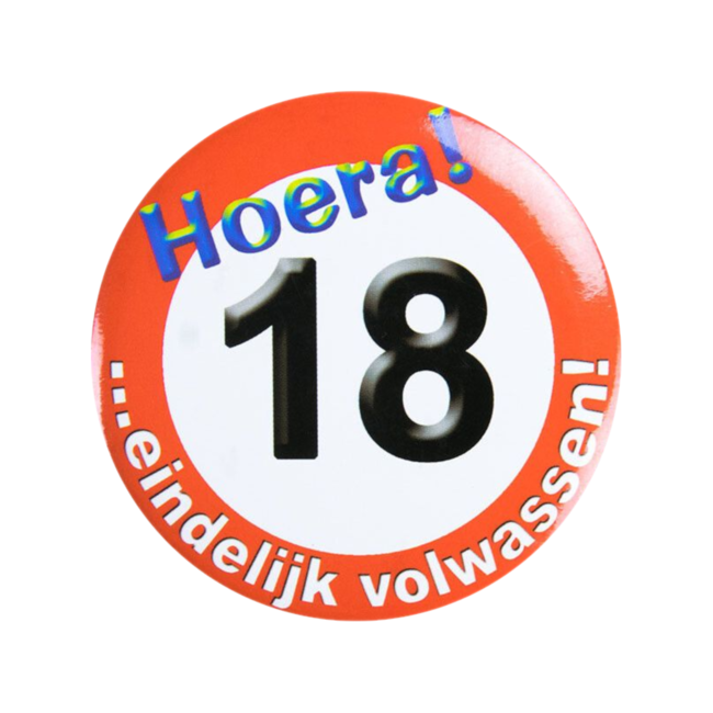 Paperdreams Button - 18 jaar - Verkeersbord - Klein