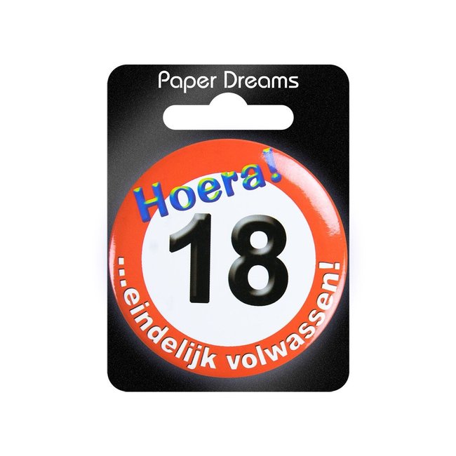 Paperdreams Button - 18 jaar - Verkeersbord - Klein