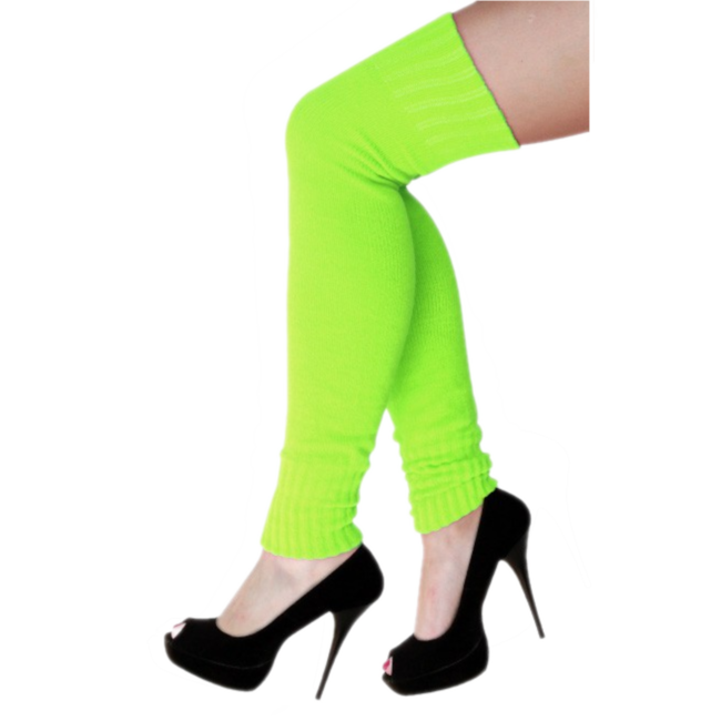 PartyXplosion Beenwarmers - Tot over de knie - Lang - Groen - Fluor, neon