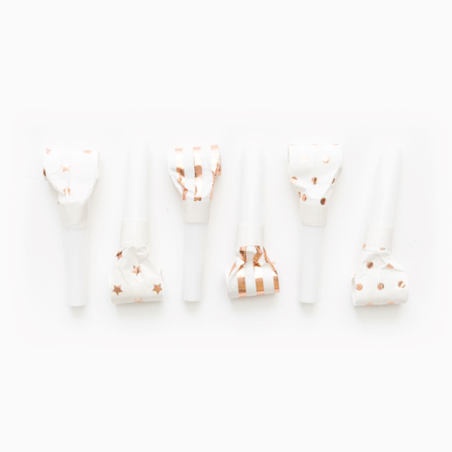 Fiesta Roltongen / toeters - Roségoud, wit - 6st.