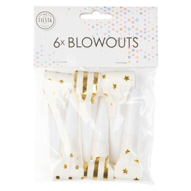 Fiesta Roltongen / toeters - Goud, wit - 6st.