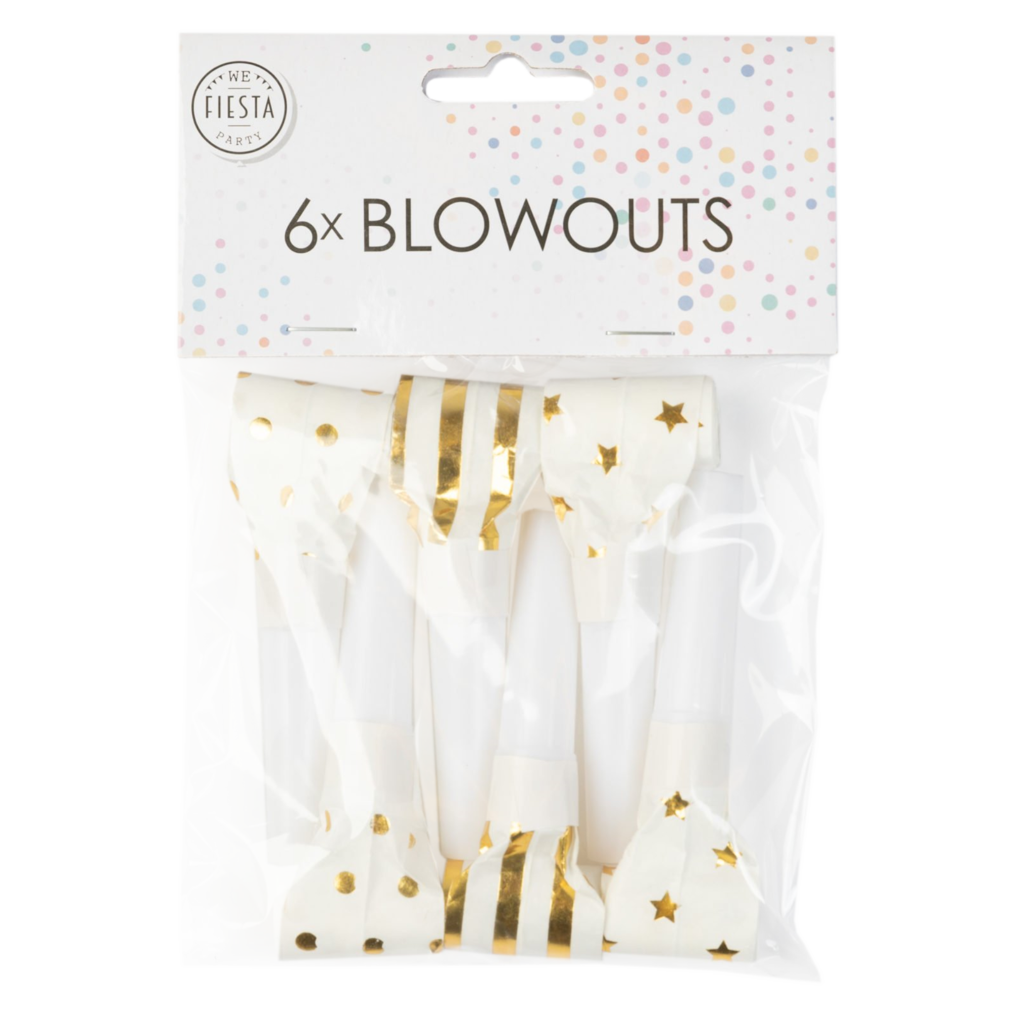 Roltongen / toeters - Goud, wit - 6st.