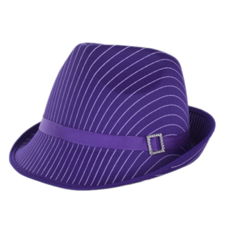 PartyXplosion Hoed - Deukhoed - Gestreept - Paars - Glans**