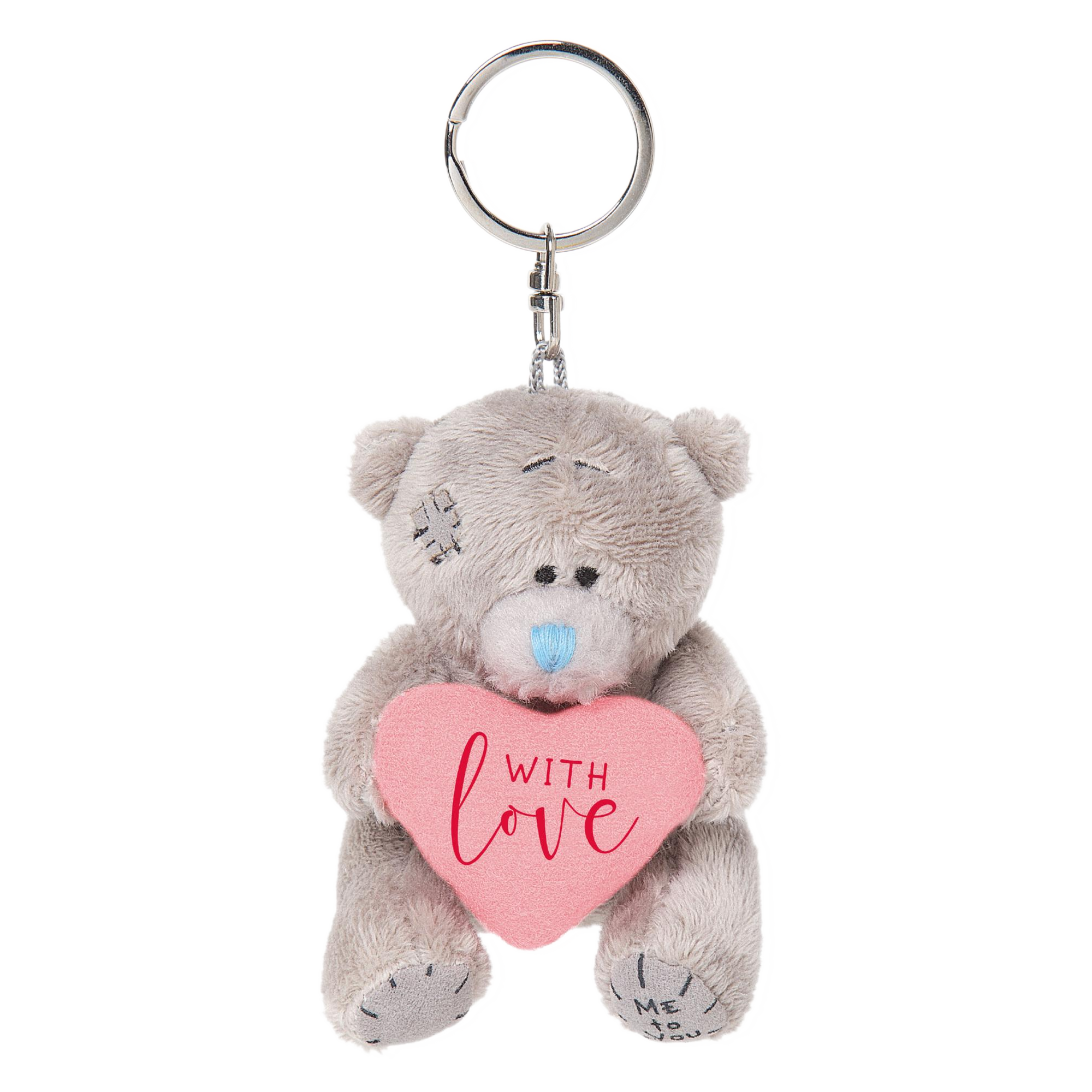 Sleutelhanger - Beer - Met pluche hart - With love - 8cm