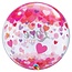 Qualatex Folieballon - Love you - Confetti hearts - Bubble - 56cm - Zonder vulling