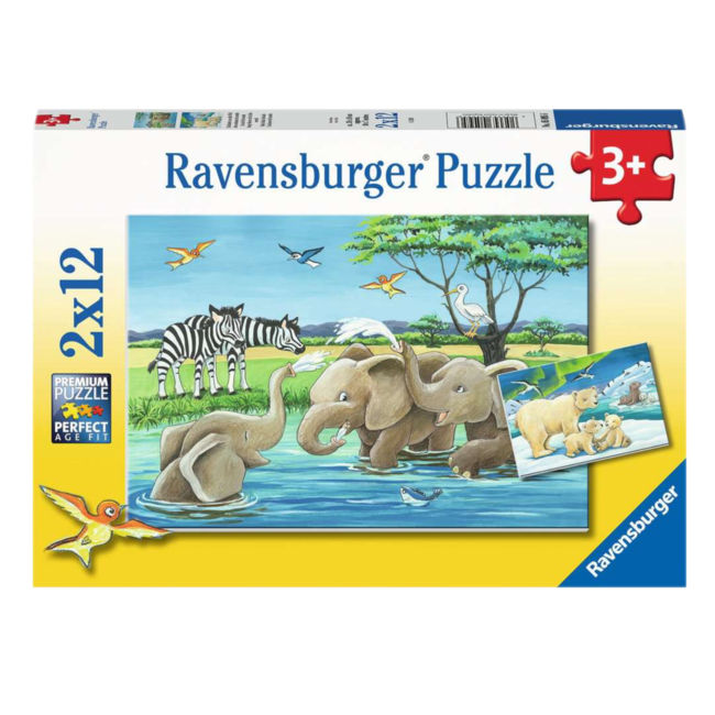 Ravensburger Puzzel - Jonge dieren uit de hele wereld - 2x12st.