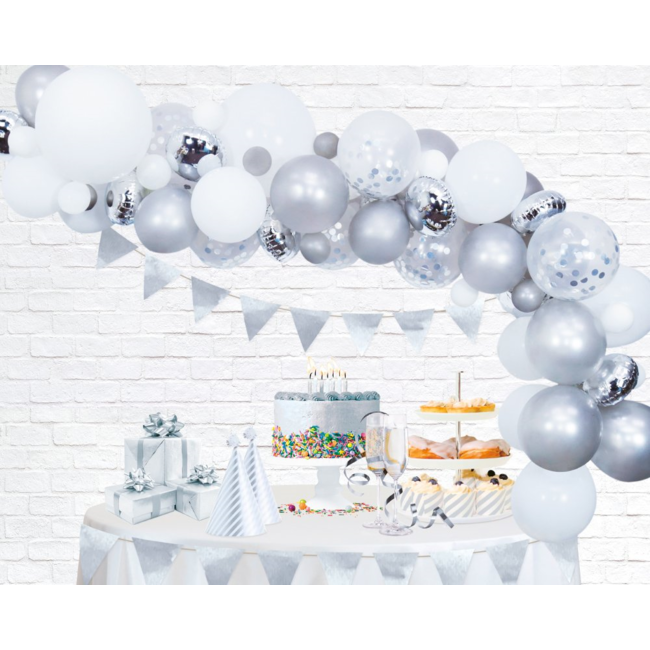 Fiesta Ballon decoratie set - Zilver - 71dlg.