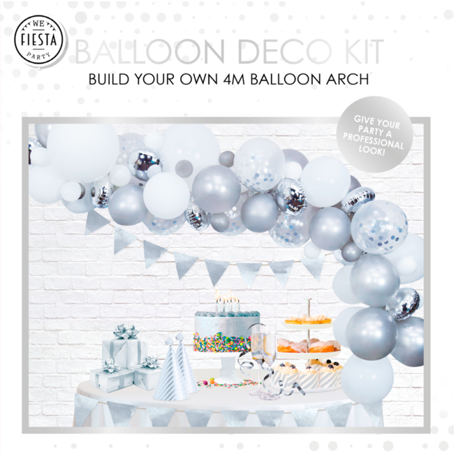 Fiesta Ballon decoratie set - Zilver - 71dlg.
