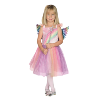 PartyXplosion Kostuum - Fee - Jurk - Regenboog - Met vleugels - 2dlg. - mt.104
