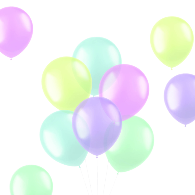 Folat Ballonnen - Transparant - Pastelkleuren - 33cm - 100st.**