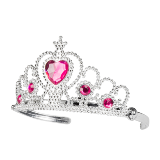 Boland Tiara - Gracia - Zilver met roze hartje - Plastic